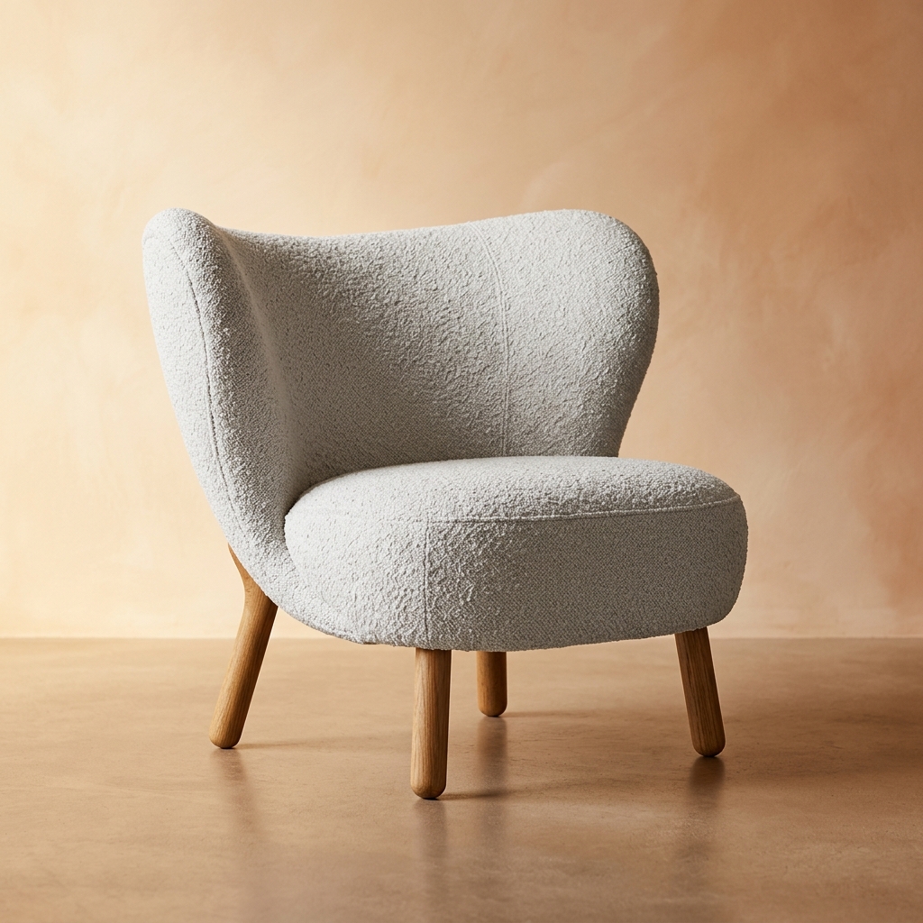 Premium designer chair — Modern sculptural bouclé accent chair