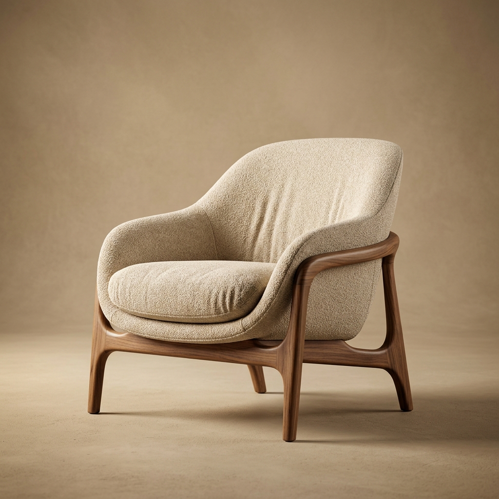 Luxury Armchair — Premium designer lounge chair with walnut wood frame